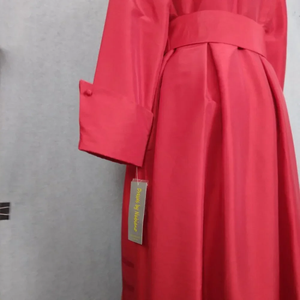 Nubiano | "Church Dress" Red Wrap Dress Belted | Size 12 - Picture 10 of 14